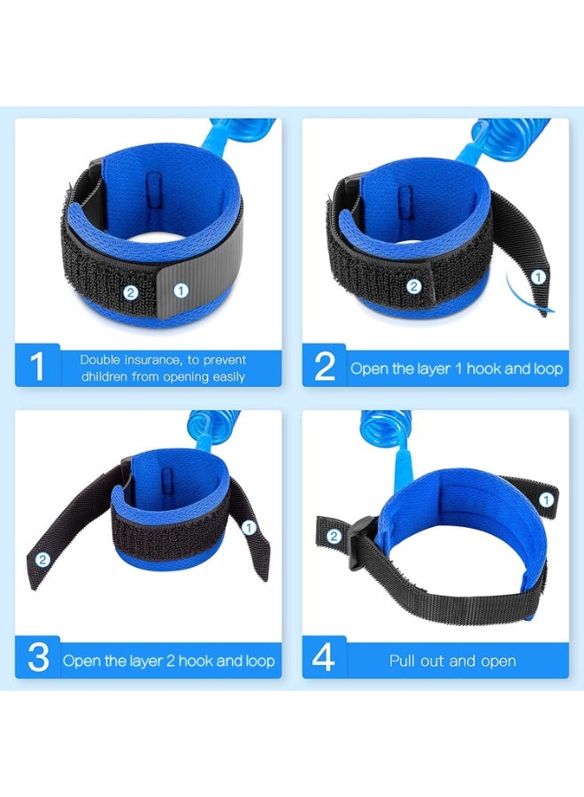 سوار أمان مانع للضياع للأطفال والرضع مزود بحبل مطاطي ستانلس ستيل قابل للتمدد حتى 1.5 متر مع دوران 360 درجة – Anti Lost Wrist Link Safety Strap لتأمين الأطفال أثناء المشي والسفر والتسوق والتنزه – حزام معصم ناعم ومريح قابل للتعديل للأطفال والبالغين مصنوع من خامات آمنة ومبطنة للإستخدام الخارجي والداخلي ومنع ابتعاد الطفل مع الحفاظ على حريته وأمانه - أزرق - Image 4